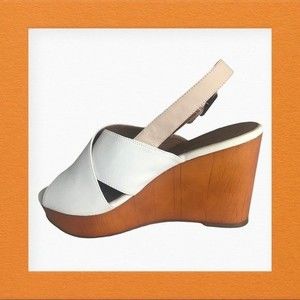 LUCKY BRAND Merrona Platform Wedge Sandal Cream Slingback 3.5” Heel Size 8/38